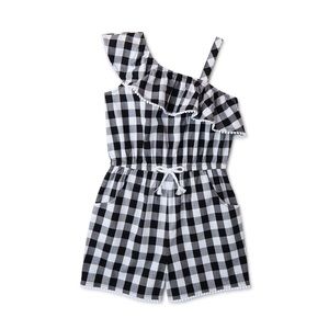 Girls plus size black and white checkered romper size XXL (18)